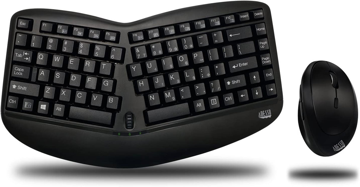 Adesso WKB-1150CB Easytouch Desktop Multimedia Keyboard and Mouse Combo-Wireless Wave Combo -Curved Comfort, Black - Dealtargets.com