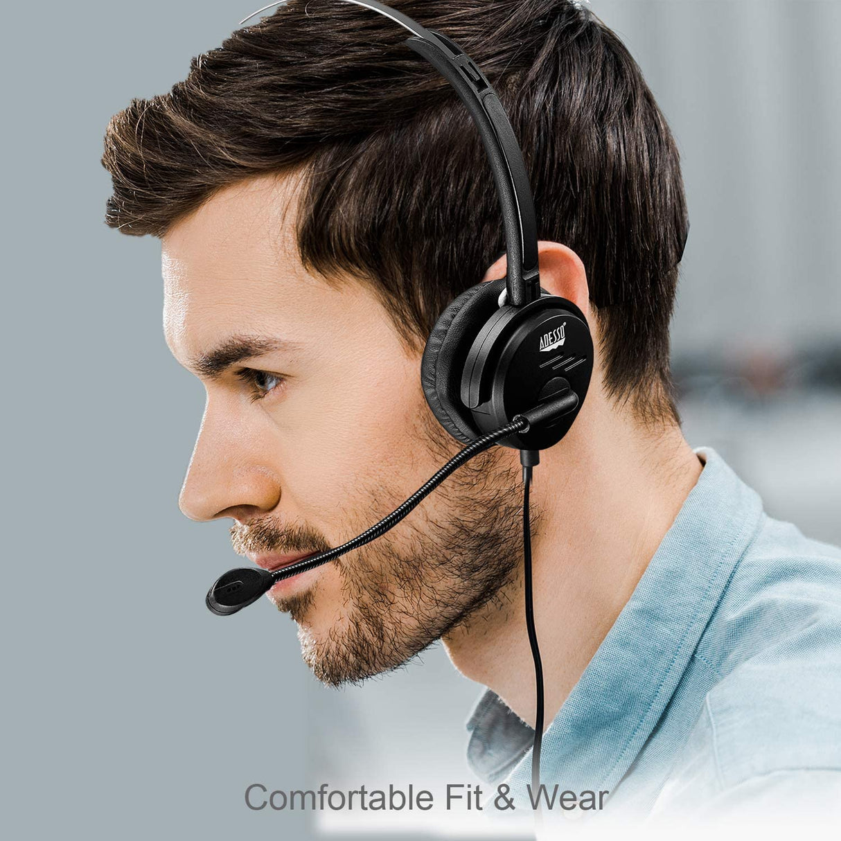 Adesso Xtream P1 Single-Sided USB Wired Headset with Adjustable Noise Canceling Microphone - Dealtargets.com