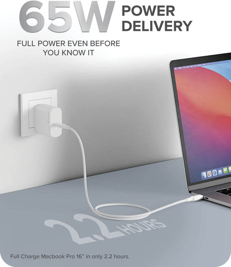 ALOGIC 65W USB-C Wall Charger with GaN Fast Technology, PD Power Delivery 3.0 Charger for Fast Charging Compatible with MacBook Pro/Air M1, iPad, iPhone 13/13 Pro Mini, Galaxy, Pixel 6 pro &amp; More. - Dealtargets.com