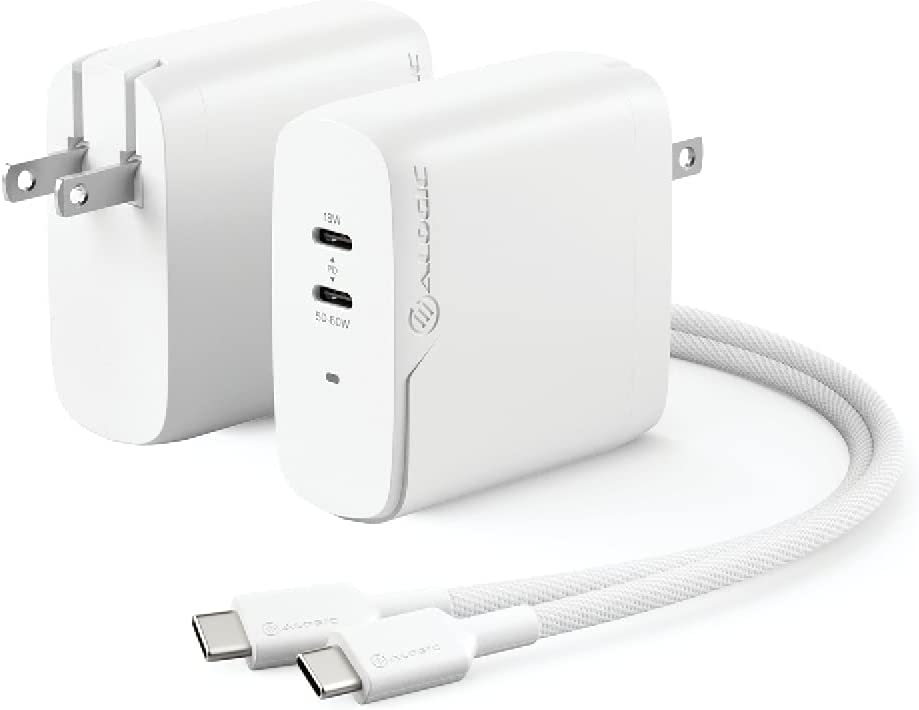 ALOGIC Dual USB C Wall Charger 68W 2-Port Fast Charger with GaN Fast Tech &amp; Dynamic Power Allocation,PD 3.0 Charger for MacBook/M1 Mac,XPS,iPad Pro,iPhone 13/13 Pro/Max/13 Mini,Galaxy &amp; More - Dealtargets.com