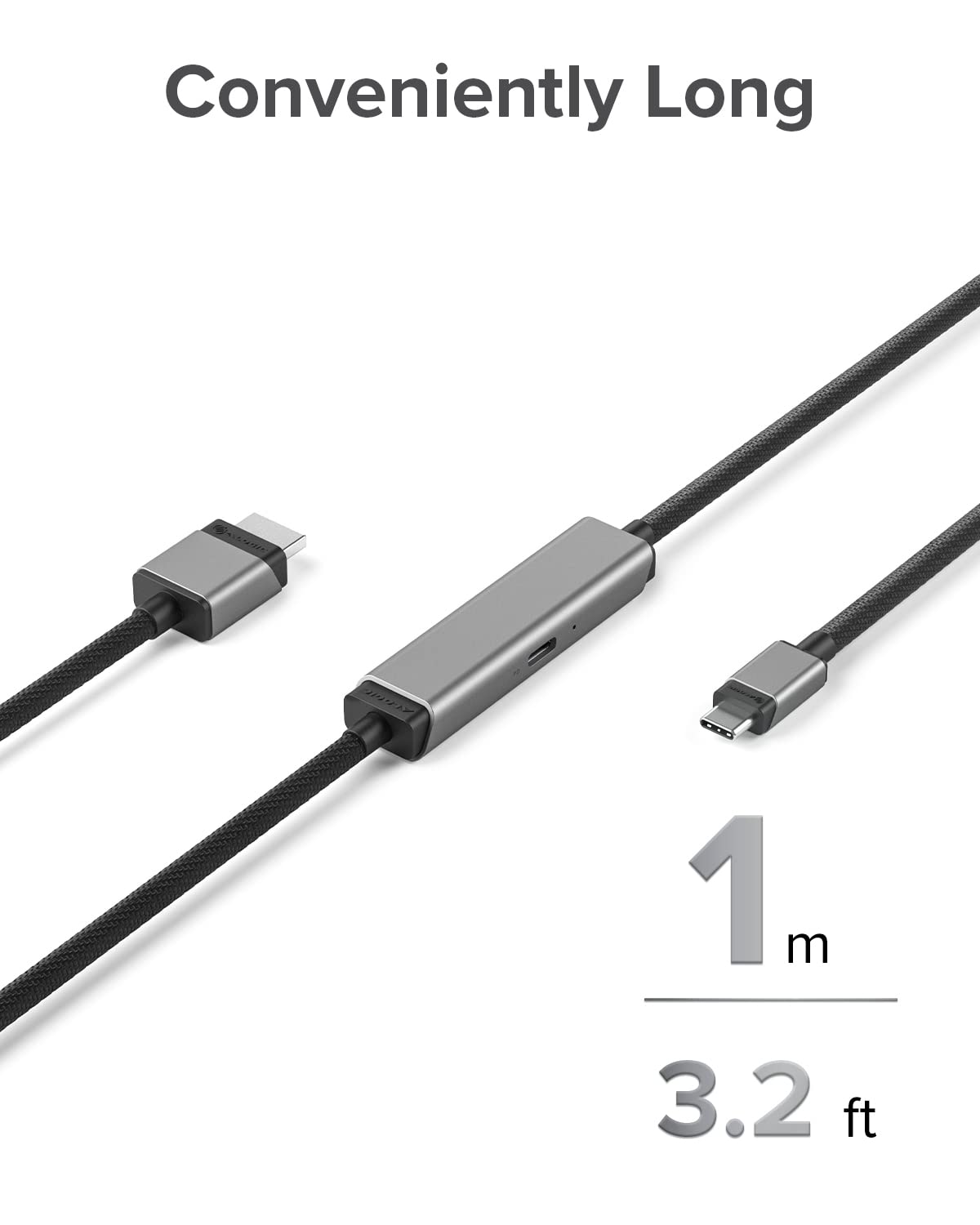 ALOGIC Ultra USB-C to HDMI Cable, 4K External Display, 100W Power Delivery, Premium Quality, Nylon Braided Cable with Metal housing, Compatible with Windows, Mac, and Chromebook. 1.0 Meters - Dealtargets.com