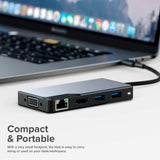 ALOGIC USB-C Fusion Max Hub, 6-in-1 Type C Adapter, 4K HDMI, VGA, USB A 3.1 with 100W Power Delivery, USB A 3.1, Gigabit Ethernet, Compatible with MacBook Pro/Air and iPad Pro/Air - Dealtargets.com