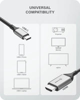 ALOGIC USB C to HDMI Cable for Home Office, 6 ft Type C to HDMI Adapter, Supports 4K 60Hz; Compatible with MacBook Pro/Air,iPad Pro, Surface Book,XPS, Samsung S10 &amp; More (Thunderbolt 3 Compatible) 2m/6.6ft General - Dealtargets.com