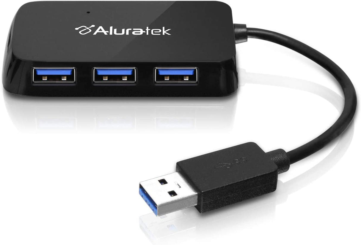 Aluratek 4-Port USB 3.0 SuperSpeed Hub with Attached Cable (AUH2304F) Original Version - Dealtargets.com