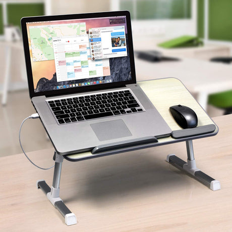 Aluratek (ACT01F) Adjustable, Foldable, Ergonomic, Laptop Cooling Table with Cooling Fan (Standing Desk, Sofa/Couch Tray, Floor) - Dealtargets.com
