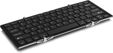 Aluratek Portable Aluminum Tri-Fold Bluetooth Keyboard (Standard Full-Size) with Built-in Rechargeable Battery for iPhone, Smartphone, iPad, Tablet, Mac, PC (ABLKO4F) Black - Dealtargets.com