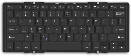 Aluratek Portable Aluminum Tri-Fold Bluetooth Keyboard (Standard Full-Size) with Built-in Rechargeable Battery for iPhone, Smartphone, iPad, Tablet, Mac, PC (ABLKO4F) Black - Dealtargets.com