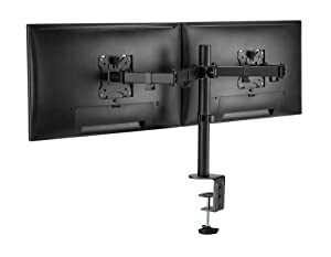 AMER Dual LCD LED Monitor Desk Mount Stand with C-clamp | Heavy Duty Fully Adjustable Arms Hold 2 Screens up to 32 inches (2EZCLAMP) - Dealtargets.com