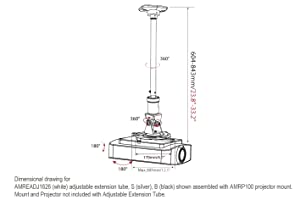 Amer mounts Adjustable Extension Pole 16?-26? for AMRP100, AMRDCP100KIT (White) - Dealtargets.com