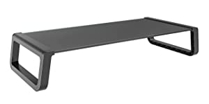 Amer mounts AMER Monitor Riser - Sleek Black Glass Desktop Stand, Screen, Keyboard, Laptop, Small TV Ergonomic Desk and Tabletop Organizer AMRPHONEBOOK (Black) - Dealtargets.com