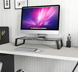 Amer mounts AMER Monitor Riser - Sleek Black Glass Desktop Stand, Screen, Keyboard, Laptop, Small TV Ergonomic Desk and Tabletop Organizer AMRPHONEBOOK (Black) - Dealtargets.com