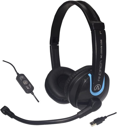 Andrea electronics Andrea Communications NC-255VM USB On-Ear Stereo USB Computer Headset with Noise-Canceling Microphone, in-Line Volume/Mute Controls, and Plug - Dealtargets.com